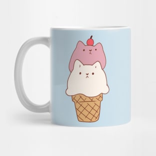 Ice cream cat strawberry and vanilla Mug